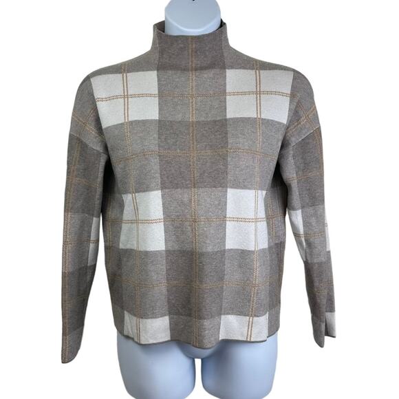 Rachel Zoe Plaid Mock High Neck Sweater Size XL - Picture 1 of 5